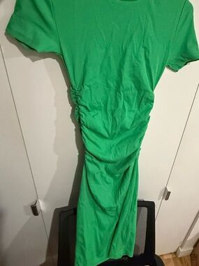 zara green cowl neck dress Green Zara satin cowl neck mini dress, Size 8, Worn